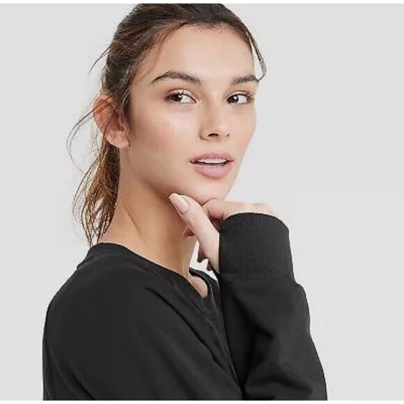 All in Motion French Terry Split Hem Sweatshirt Black XL - Picture 4 of 7